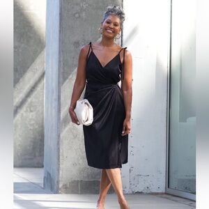 The Drop x TheTennilleLife Satin Wrap Dress